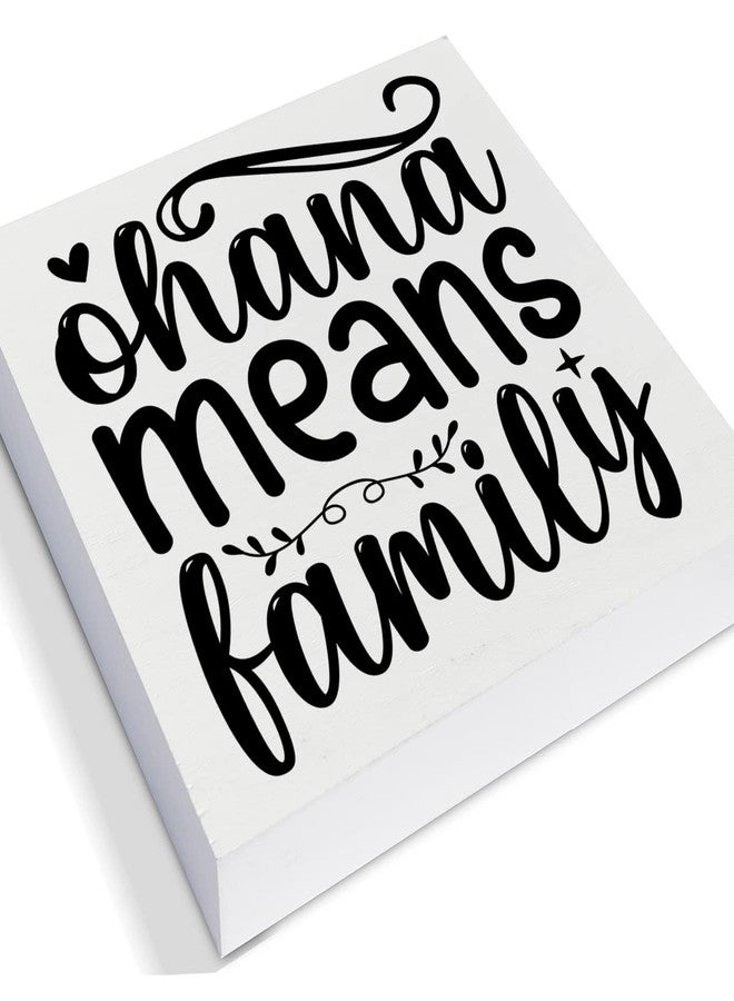 PIXCEOS Family Decorative Wooden Box Sign Ohana Means Family Wood Block Plaque Decor Rustic Shelf or Wall Display for Home Living Room Bedroom - Image 2